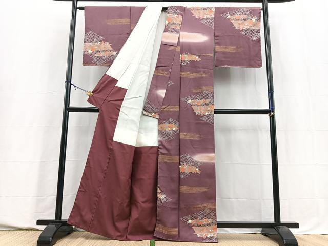 平和屋着物■上質な小紋 飛鶴花文 暈し染め 金銀彩 正絹 逸品 未使用 BAAY5560yc