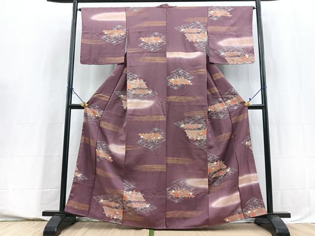 平和屋着物■上質な小紋 飛鶴花文 暈し染め 金銀彩 正絹 逸品 未使用 BAAY5560yc