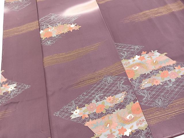 平和屋着物■上質な小紋 飛鶴花文 暈し染め 金銀彩 正絹 逸品 未使用 BAAY5560yc