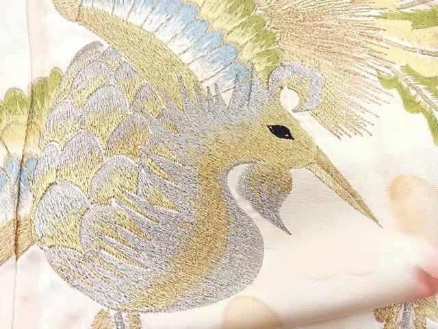 平和屋着物■豪華振袖 総刺繍 孔雀文 金銀糸 正絹 逸品 BAAY5563yc
