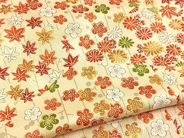 平和屋着物■上質な小紋 切嵌梅楓文 正絹 逸品 BAAY5568yc
