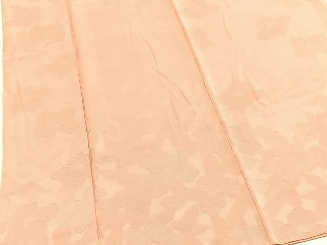 平和屋着物■上質な色無地 花尽くし地紋 珊瑚色 正絹 逸品 BAAY5570yc