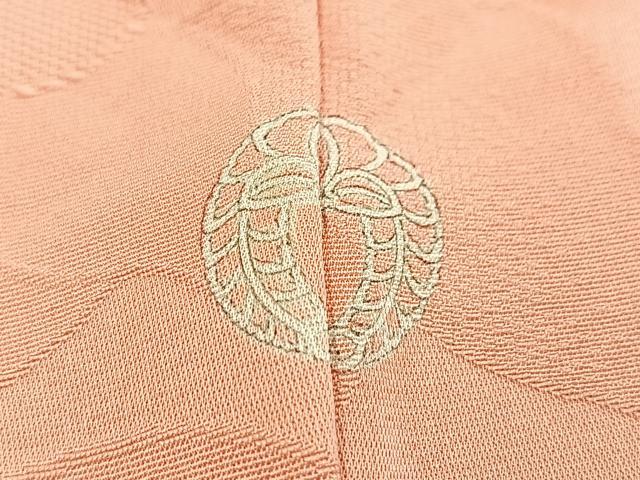 平和屋着物■上質な色無地 花尽くし地紋 珊瑚色 正絹 逸品 BAAY5570yc