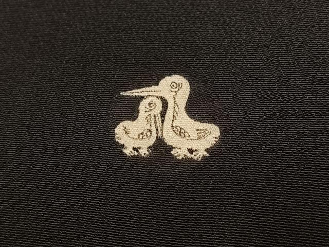 平和屋着物■豪華黒留袖 駒刺繍 尾長鳥地紙花文 金銀彩 正絹 逸品 BAAY5576yc