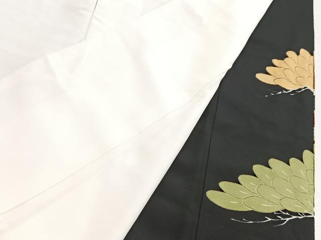 平和屋着物■豪華黒留袖 駒刺繍 尾長鳥地紙花文 金銀彩 正絹 逸品 BAAY5576yc