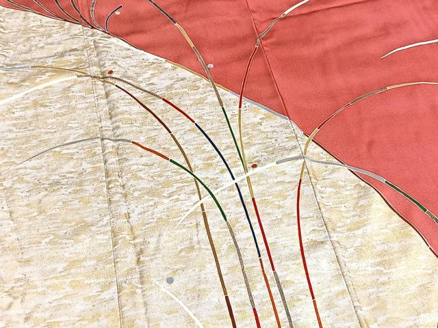 平和屋着物■訪問着 銀駒刺繍 木賊文 金銀彩 正絹 逸品 BAAY5579yc