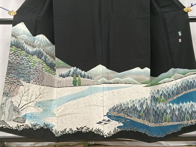 平和屋着物■豪華黒留袖 友禅 作家物 千曲川 正絹 逸品 BAAY5593yc