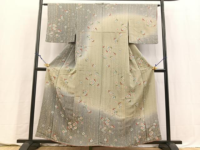 平和屋着物■訪問着 枝垂れ桜文 暈し染め 金彩 鬼しぼ縮緬 正絹 逸品 BAAY5594yc