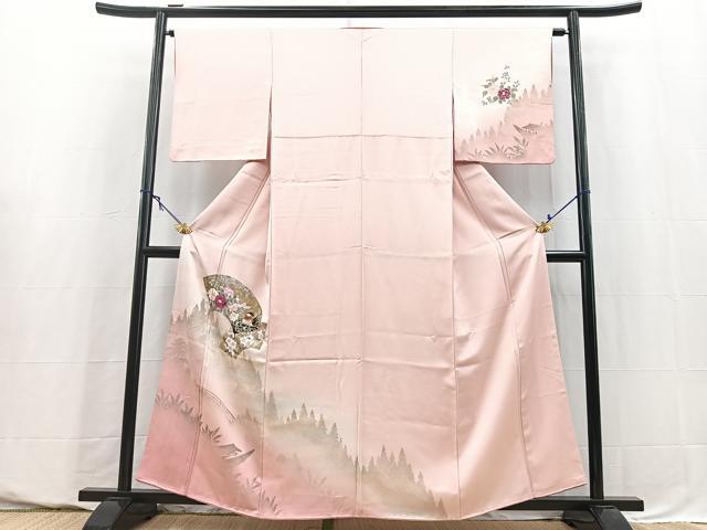 平和屋着物■訪問着 手描き 地紙花鳥文 シルエット 暈し染め 金銀彩 正絹 逸品 BAAY5595yc