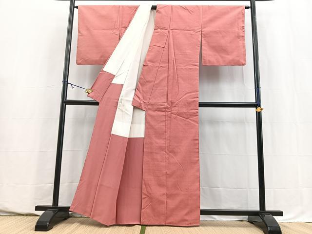 平和屋着物■上質な紬 桃色 正絹 逸品 未使用 BAAY5604yc