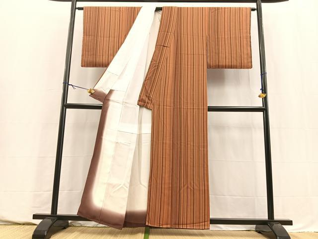 平和屋着物■上質な小紋 縞 正絹 逸品 BAAY5609yc