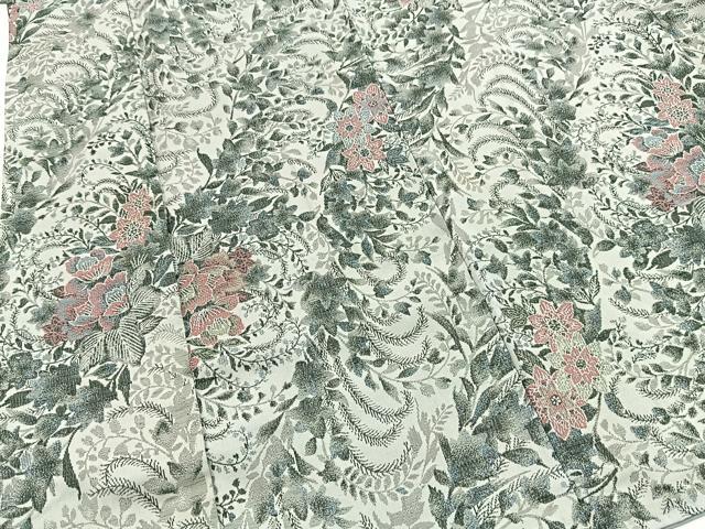 平和屋着物■上質なお召 更紗花文 正絹 逸品 BAAY5620yc