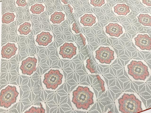 平和屋着物■本場村山大島紬 幾何学花文 正絹 逸品 BAAY5622yc