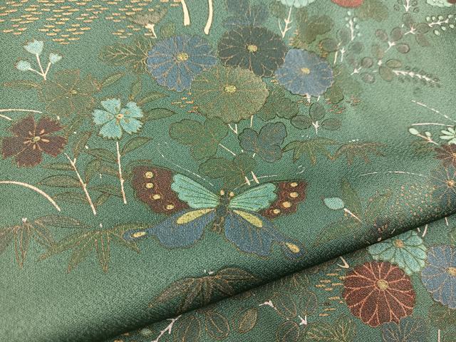 平和屋着物■訪問着 花蝶文 金彩 正絹 逸品 BAAY5624yc