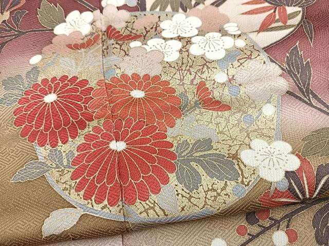 平和屋着物■訪問着 更紗花丸文 暈し染め 金彩 正絹 逸品 BAAY5636yc