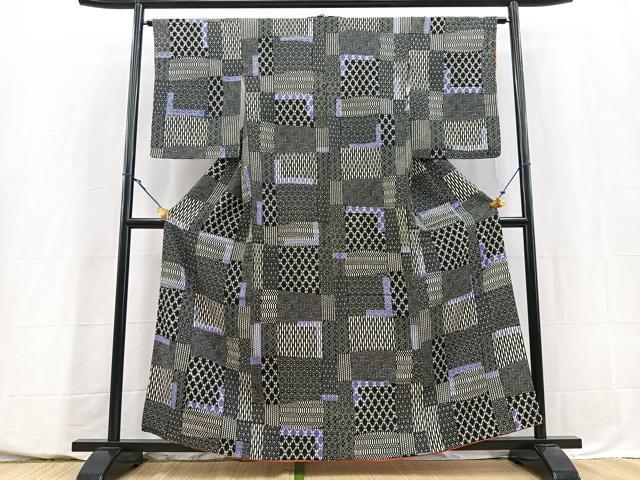 平和屋着物■上質な小紋 幾何学文様 正絹 逸品 BAAY5640yc