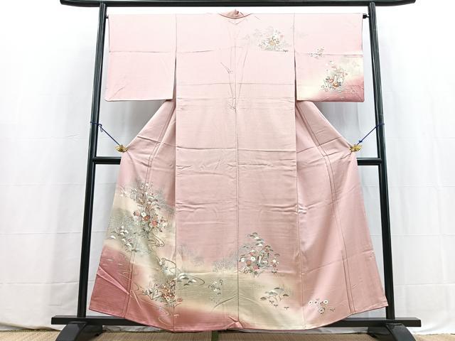 平和屋着物■訪問着 流水御所車花文 暈し染め 金銀彩 正絹 逸品 BAAY5648yc