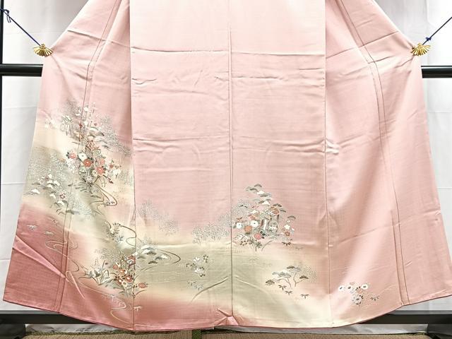 平和屋着物■訪問着 流水御所車花文 暈し染め 金銀彩 正絹 逸品 BAAY5648yc