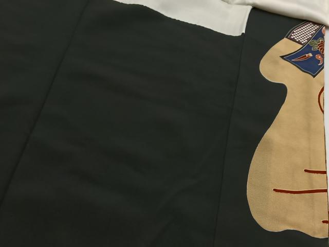平和屋着物■豪華黒留袖 駒刺繍 束ね熨斗吉祥花文 金彩 正絹 逸品 BAAY5668yc