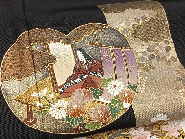 平和屋着物■豪華黒留袖 万葉の道 金彩 正絹 逸品 BAAY5670yc