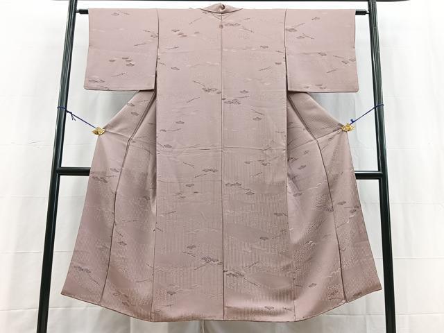 平和屋着物▼上質な小紋 地紋起こし 草木文 正絹 逸品 BAAY5677yc