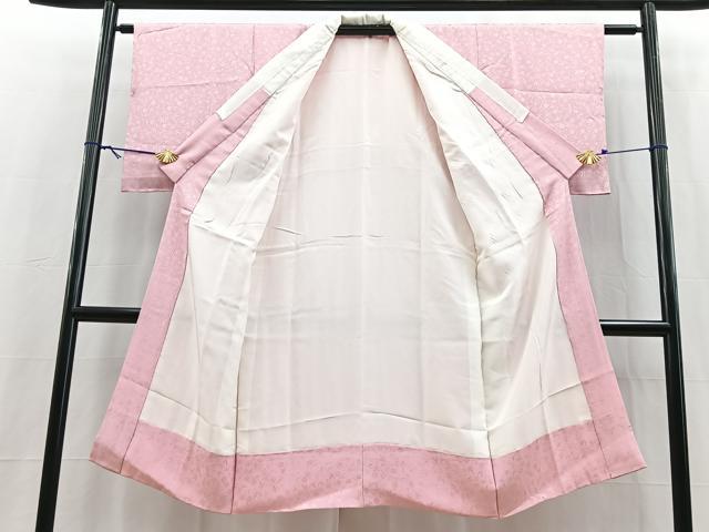 平和屋着物■長襦袢 袷 笹蔓地紋 鴇色 正絹 逸品 BAAY5681yc