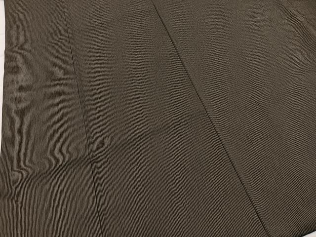 平和屋着物■上質なお召 よろけ縞文 黒地 やまと誂製 背抜き仕立て 正絹 逸品 BAAY5682yc