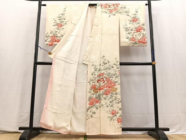 平和屋着物■訪問着 駒刺繍 流水花文 金彩 正絹 逸品 BAAY5699yc