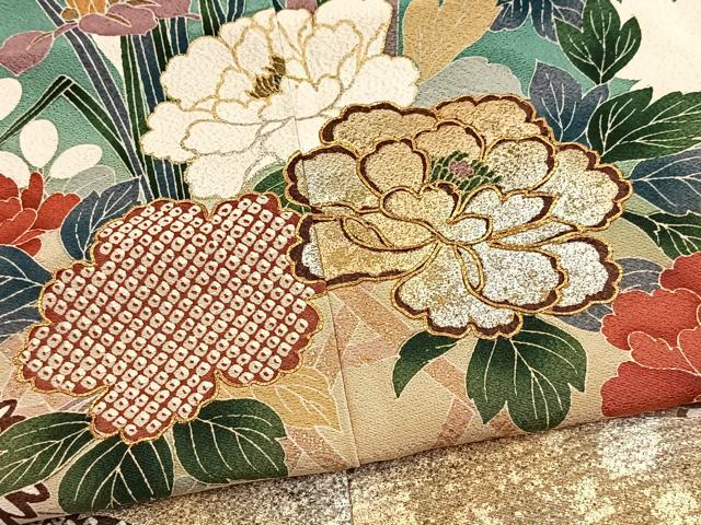 平和屋着物■豪華振袖 駒刺繍 吉祥花文 暈し染め 金銀彩 正絹 逸品 BAAY5701yc