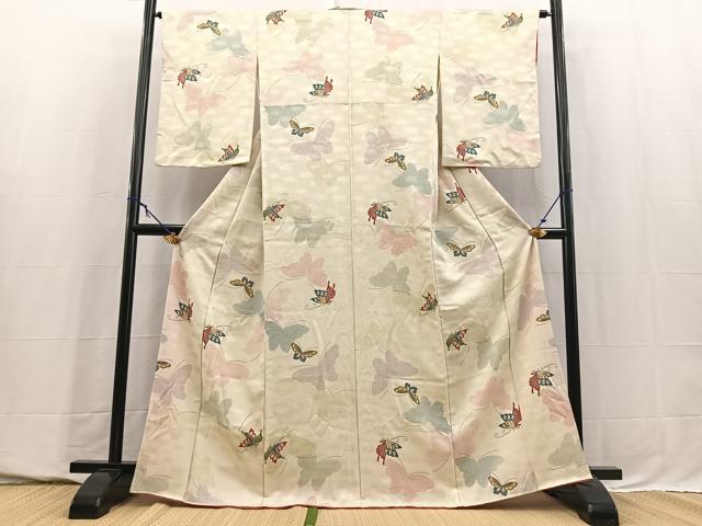 平和屋着物■上質な小紋 舞蝶文 正絹 逸品 BAAY5708yc