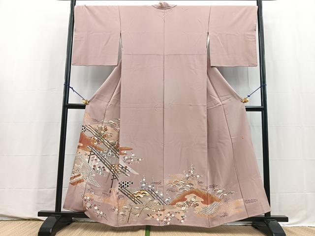 平和屋着物■豪華色留袖 作家物 渡り橋花文 金銀彩 正絹 逸品 BAAY5713yc