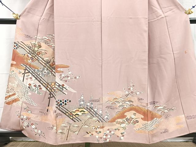 平和屋着物■豪華色留袖 作家物 渡り橋花文 金銀彩 正絹 逸品 BAAY5713yc