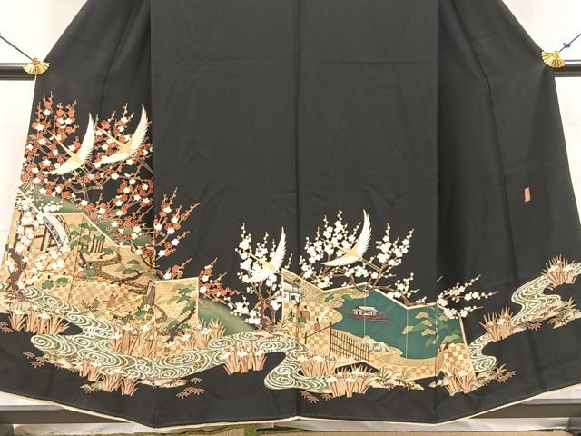 平和屋着物■豪華黒留袖 作家物 飛鶴平安人物文 金彩 正絹 逸品 BAAY5716yc