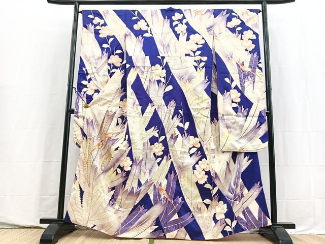 平和屋着物■豪華振袖 駒刺繍 花鳥松文 金彩 正絹 逸品 BAAY5736yc