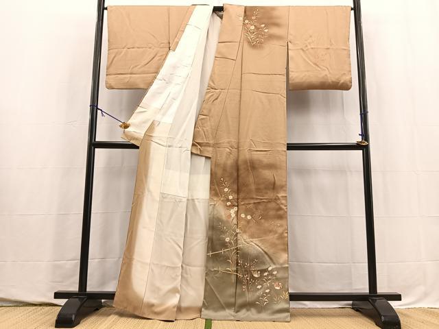 平和屋着物■訪問着 流水花鳥文 暈し染め 金彩 正絹 逸品 BAAY5742yc