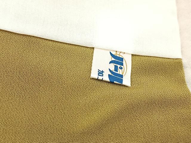 平和屋着物■上質な色無地 紋意匠 青朽葉色 正絹 逸品 BAAY5748yc