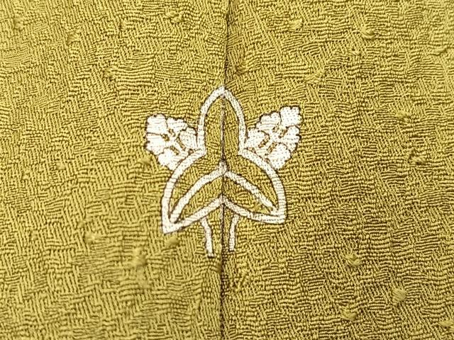 平和屋着物■上質な色無地 紋意匠 青朽葉色 正絹 逸品 BAAY5748yc