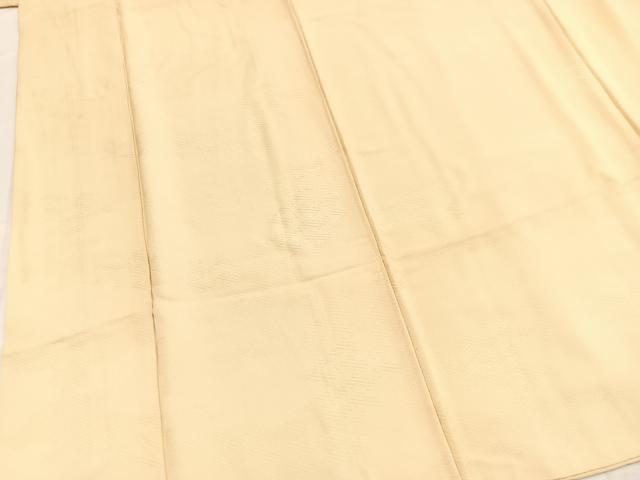 平和屋着物■上質な色無地 紗綾形地紋 鳥の子色 やまと誂製 正絹 逸品 BAAY5749yc