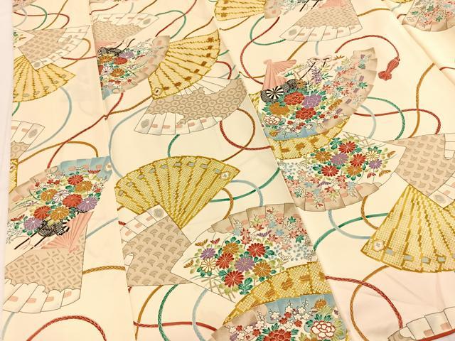 平和屋着物■上質な小紋 檜扇花車文 金彩 正絹 逸品 BAAY5753yc