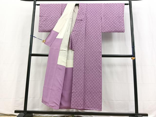 平和屋着物■上質な小紋 寿光織 菊青海波 金糸 正絹 逸品 BAAY5755yc