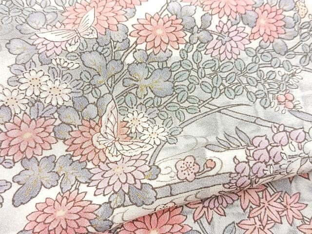 平和屋着物■上質な小紋 流水花蝶文 正絹 逸品 BAAY5757yc