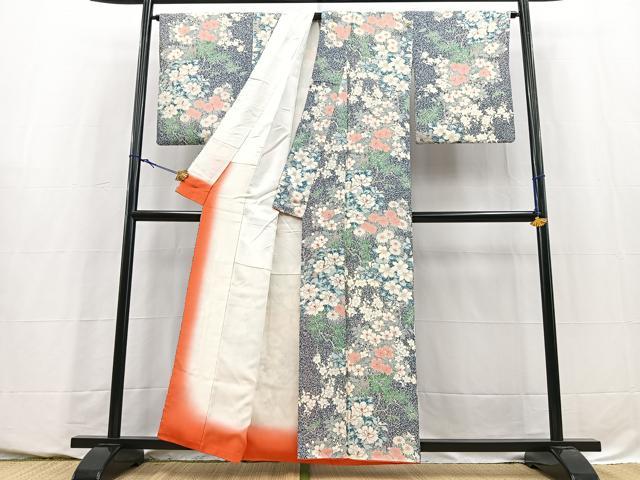 平和屋着物■上質な小紋 草花文 正絹 逸品 BAAY5759yc