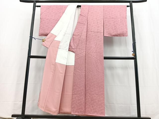 平和屋着物■上質な色無地 菊尽くし地紋 長春色 正絹 逸品 未使用 BAAY5774yc