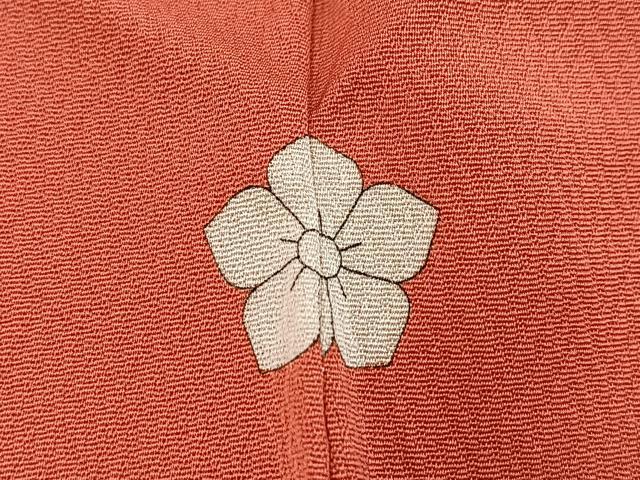 平和屋着物■上質な色無地 エ霞花地紋 真朱色 正絹 逸品 BAAY5779yc