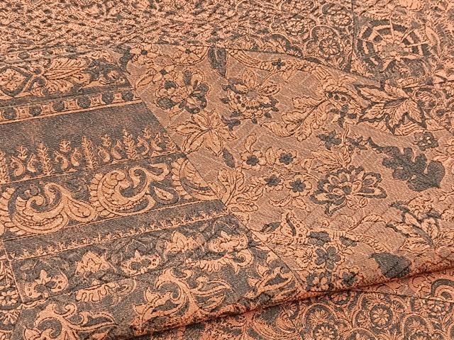 平和屋着物■上質な小紋 切嵌更紗花文 正絹 逸品 BAAY5782yc