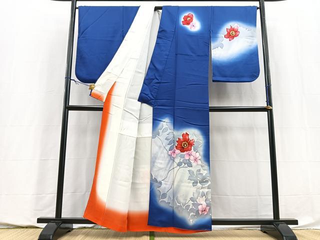 平和屋着物■訪問着 手描き 草花文 シルエット 暈し染め 正絹 逸品 BAAY5785yc