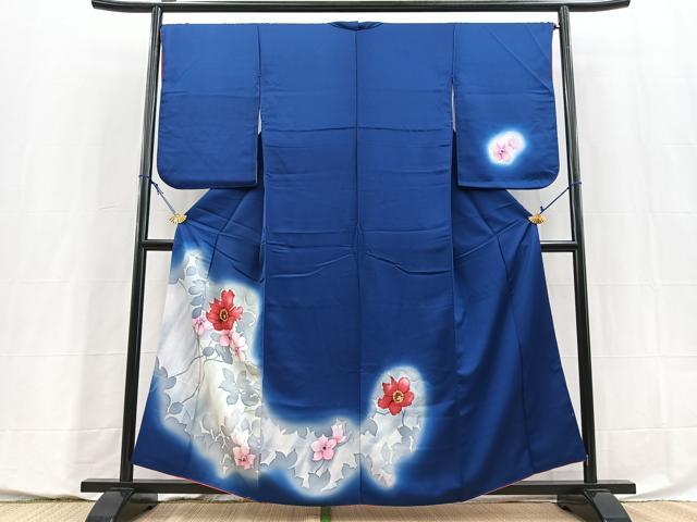 平和屋着物■訪問着 手描き 草花文 シルエット 暈し染め 正絹 逸品 BAAY5785yc