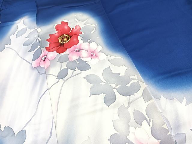 平和屋着物■訪問着 手描き 草花文 シルエット 暈し染め 正絹 逸品 BAAY5785yc