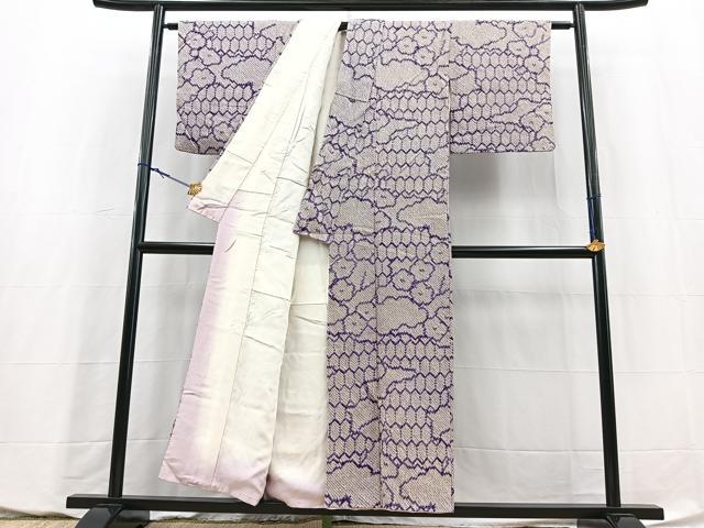 平和屋着物■上質な小紋 総絞り 幾何学花文 正絹 逸品 BAAY5786yc