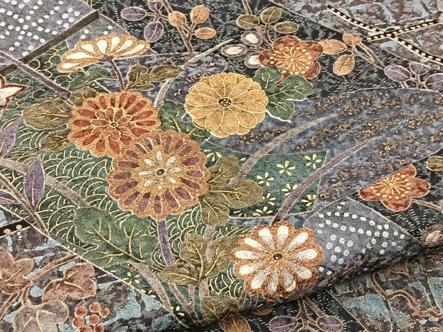 平和屋着物■上質な小紋 吉祥花文 金彩 正絹 逸品 BAAY5787yc
